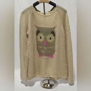 Jolt Knit Owl Sweater Size Small Khaki and Gray
